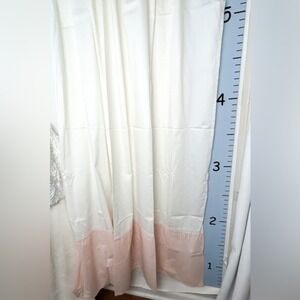 Fieldcrest Pink Border on White Cloth Shower Curtain 72" NWOT.